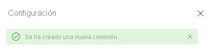 Captura de pantalla del mensaje de confirmación para la nueva conexión.