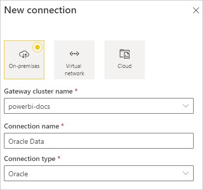 Captura de pantalla de la adición de un origen de datos de Oracle a la puerta de enlace.