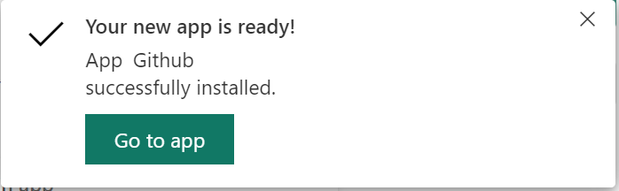 Captura de pantalla de la notificación que aparece después de que se complete la instalación.