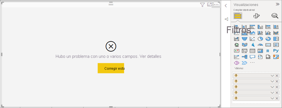 Captura de pantalla de un error de campo sin datos durante un proceso visual de copiar/pegar.