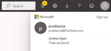 Captura de pantalla del perfil de cuenta de servicio Power BI que muestra los tipos de licencia gratis, Pro y Premium por usuario.
