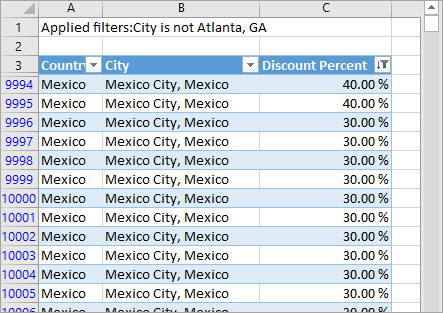 Captura de pantalla del archivo .xlsx con los datos exportados mostrados.