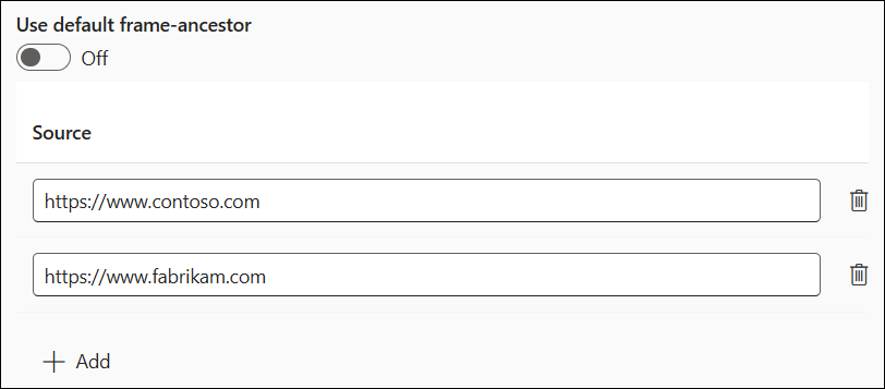 Configuración de directivas CSP personalizadas.