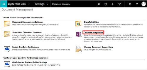 Elija Integración de OneNote.