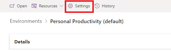 Captura de pantalla que muestra dónde se encuentra el menú Configuración en un entorno.