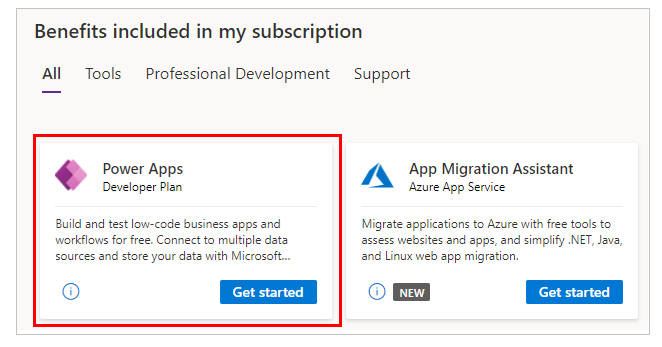 Power Apps Developer Plan en Visual Studio Power Apps en Visual Studio.