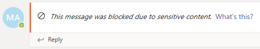 Captura de pantalla del mensaje bloqueado.