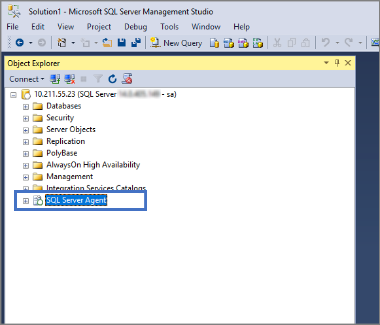 Screenshot que muestra cómo comprobar que Agente SQL Server se instaló.