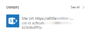 Captura de pantalla que muestra el sitio U R L y la lista que los propietarios de identificadores pueden ver.