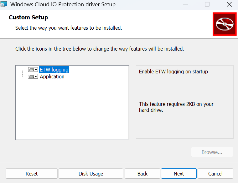 Captura de pantalla de cómo habilitar el registro ETW para el controlador de Windows Cloud IO Protection.