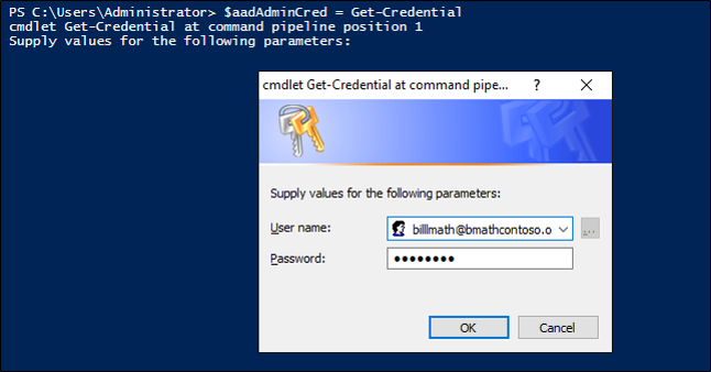 Captura de pantalla que muestra dónde proporcionar las credenciales de administrador de acceso condicional de Microsoft Entra.