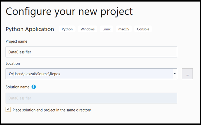 Configuración de la aplicación de Python