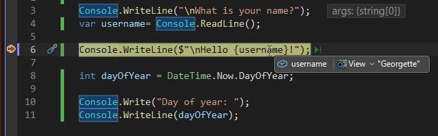 显示在 Visual Studio 中调试过程中的变量值的截图。
