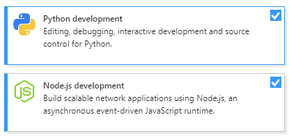 Node.js 和Python开发工作负荷