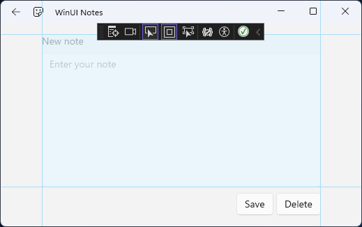 借助 Visual Studio 突出显示的网格的新笔记页 UI。